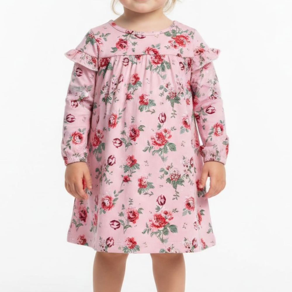 Nannette Baby Pink Floral Long Sleeve Dress | 24 Months